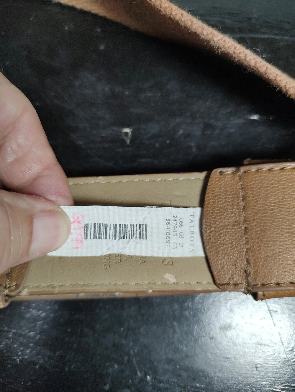 Talbots Size L Split Leather And Cotton Webbing Women's Belt Brow And Tan